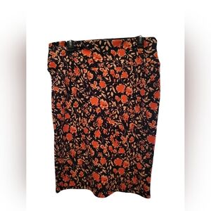 LuLaRoe Blue and Orange Floral Pencil Skirt